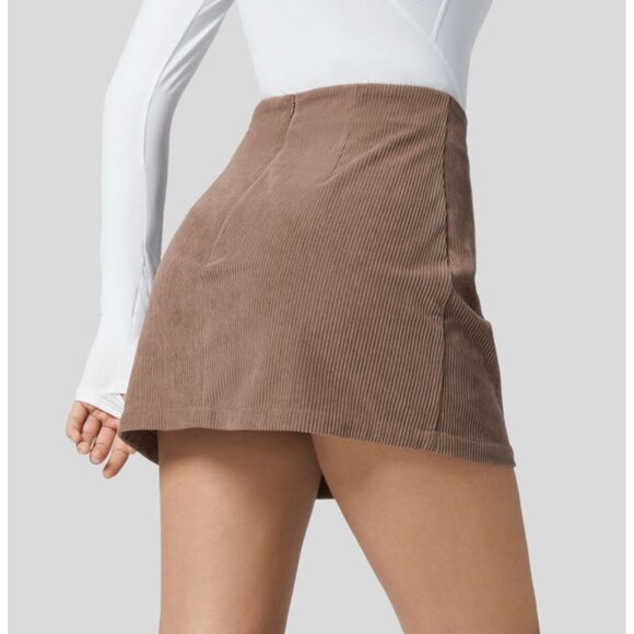 Halara High Waisted Corduroy Casual Skirt Sz 2XL Tan Brown Invisible Zipper 2-in - Picture 2 of 12